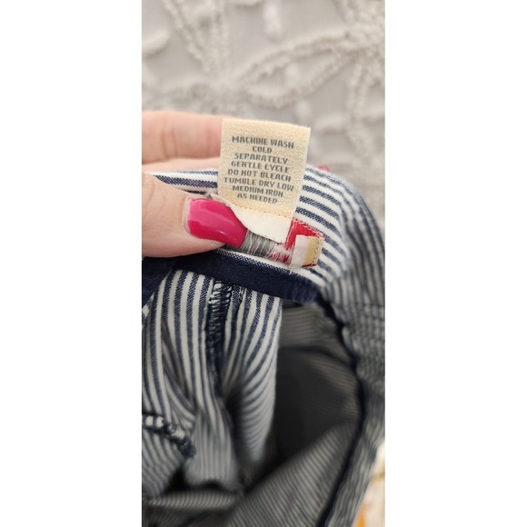 Choices Womens M Pants Striped Cotton Ankle Nautical Blue White Wide Leg Cropped - Picture 4 of 11